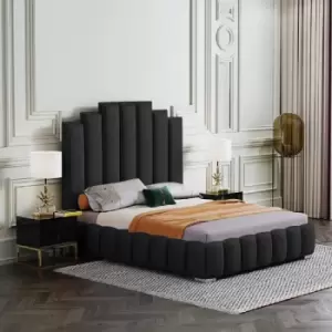 Image of Leisa Bed Super King Plush Velvet Black