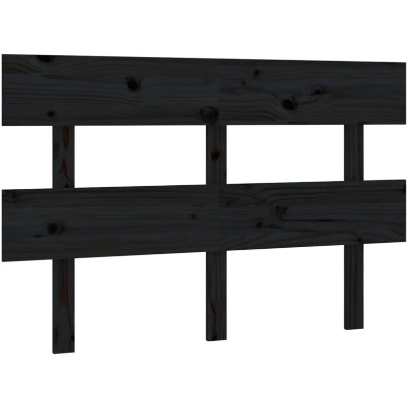 Image of Vidaxl Bed Headboard Black 144X3X81cm Solid Wood Pine, Black 819074