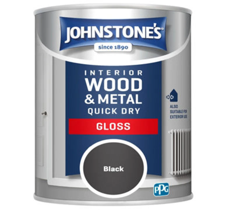 Image of Johnstone's Johnstone's Quick Dry Gloss Paint 750ML - Black