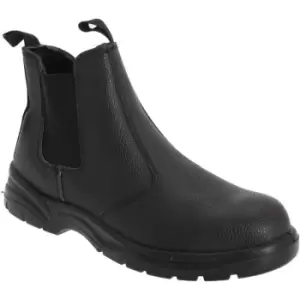 Image of Grafters Mens Grain Leather Chelsea Safety Boots (9 UK) (Black) - Black