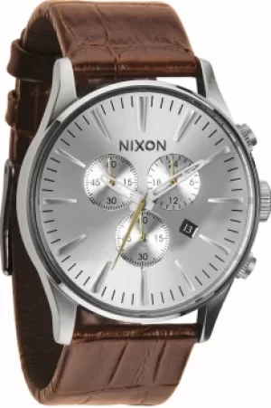 Image of Mens Nixon The Sentry Chrono Leather Chronograph Watch A405-1888