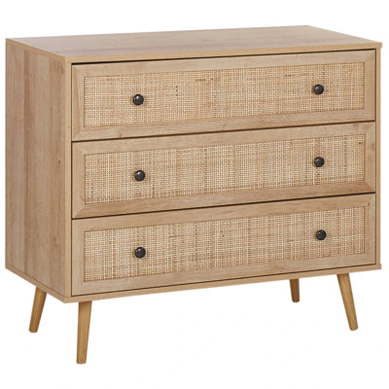 Image of Beliani 3 Drawer Chest Ponca Light Brown