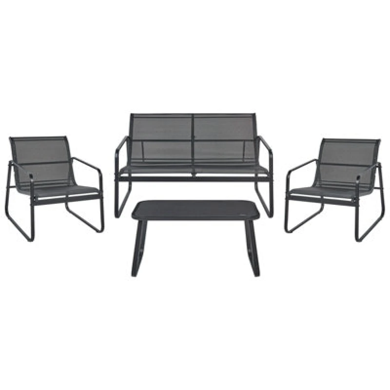 Image of Beliani Garden Lounge Set With Table 4 Seater Barrea Metal Black
