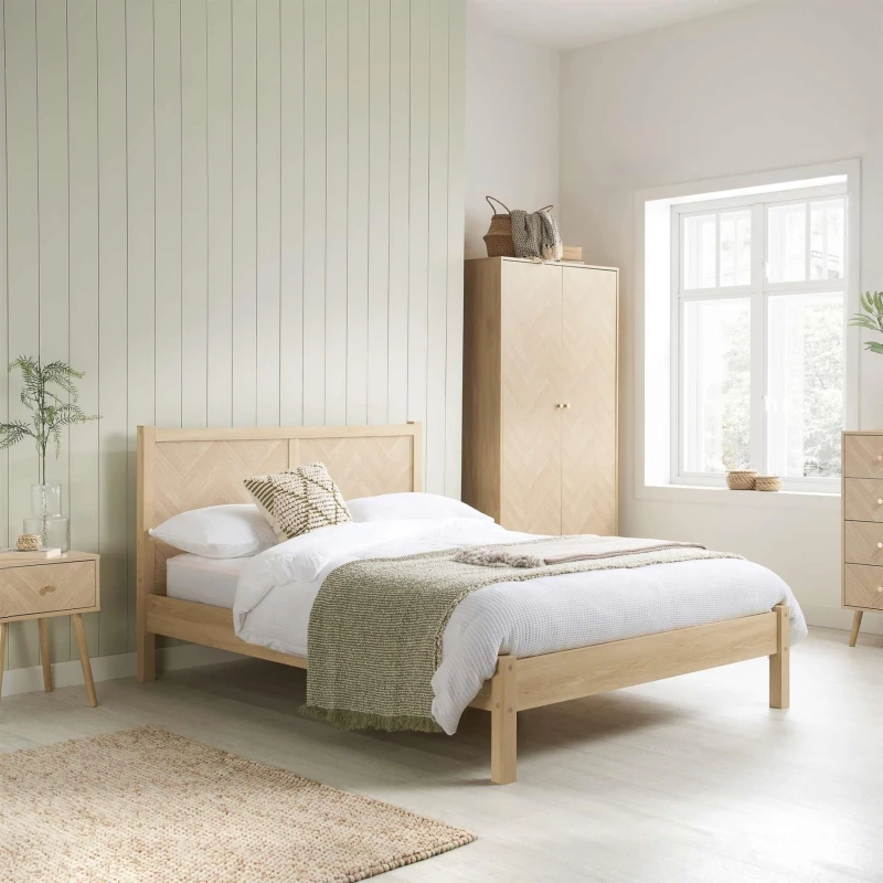 Image of Birlea Herringford 5ft King Size Light Oak Wooden Bed Frame