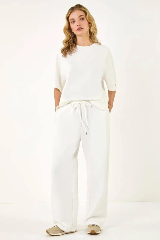 Image of Dusk Womens Soft Wide Leg Stretch Trouser in White Size: 12 White Female 12