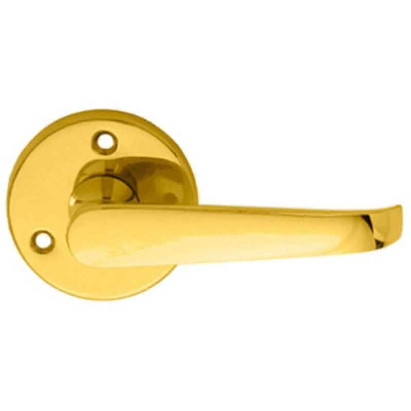 Image of Loops PAIR Victorian Straight Shaped Lever on 59mm Round Rose Polished Brass Handle Metallics