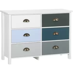 Image of HOMCOM Wide Chest Of Drawers Storage Cabinet 6-drawer Dresser With Metal Handles