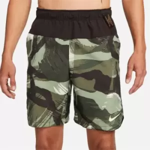 Image of Nike Dri-FIT Flex Mens 9 Woven Camo Fitness Shorts - Green
