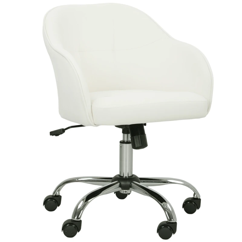 Image of HOMCOM Vanity Chair for Desk, with Height Adjustable, Wheels, Cream 921-762V71CW