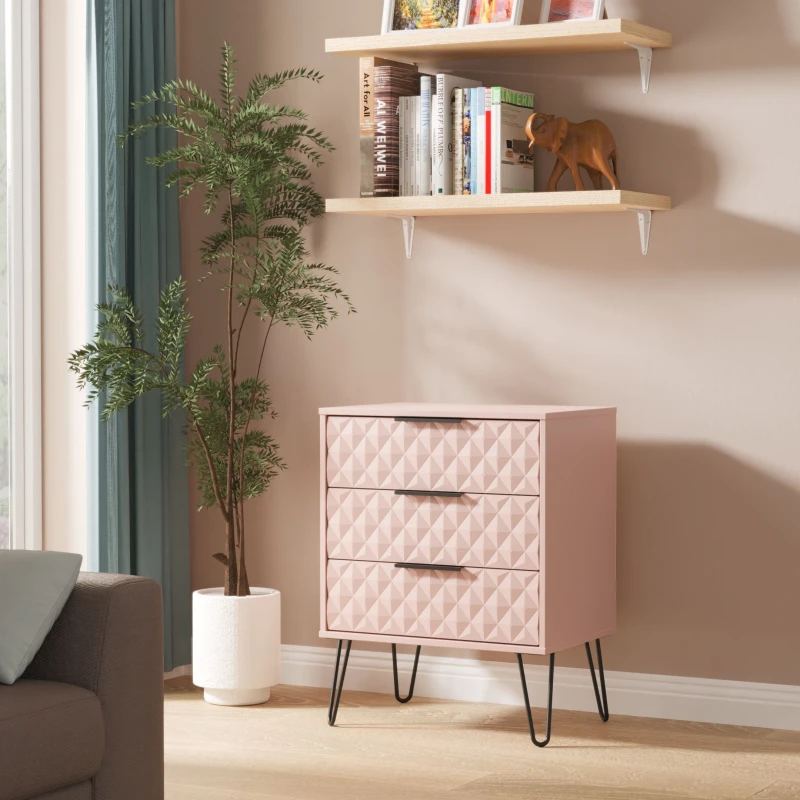 Image of Ready Assembled 2 U Islay 3 Drawer Chest (Ready Assembled) in Dusty Pink Dusty Pink Unisex