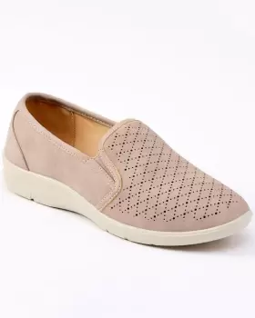 Image of Cotton Traders Womens Soft Step Laser-Cut Slip-On Shoes in Brown