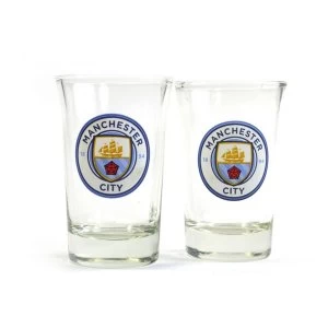 Image of Man City Two Pack Home Word Mark Shot Glasses