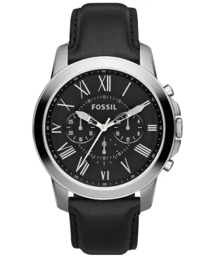 Image of Fossil Men Grant Chronograph Black Leather Watch