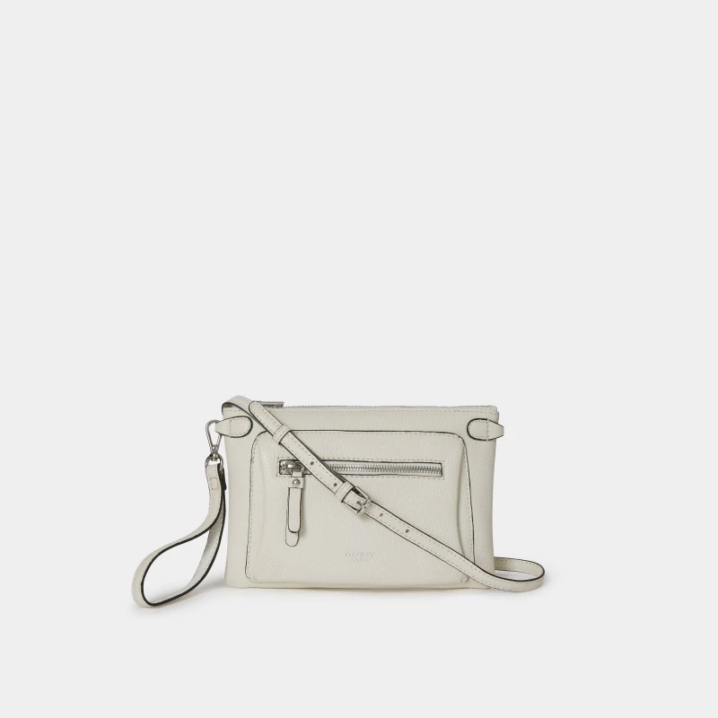 Image of OSPREY LONDON Womens The Ruby Leather Crossbody Clutch Bag in White White Female One Size