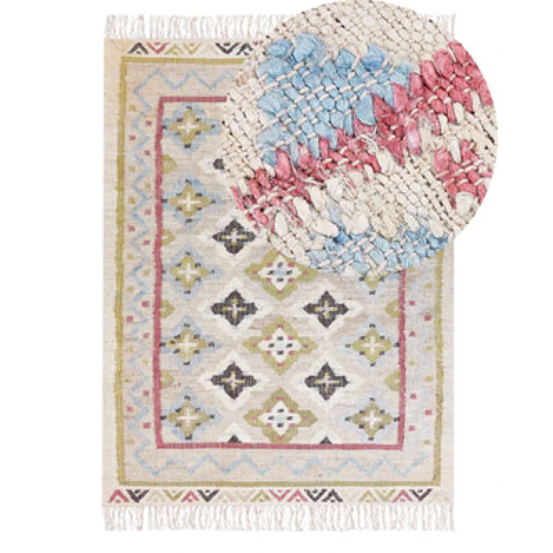 Image of Beliani Rug Terkos Multicolour 140 X 200 Cm Jute