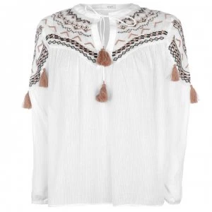 Image of Oui Embroidered Blouse - 1006 Cloud