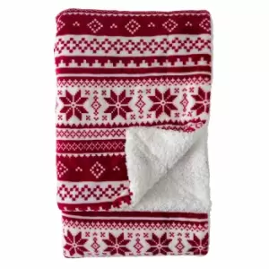 Image of Crossland Grove Scandi Sherpa Throw Red 1400x1700mm