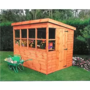 Image of Sun Pent 6' x 6' Single Door with Six Windows Dip Treated Wooden Garden Potting Shed