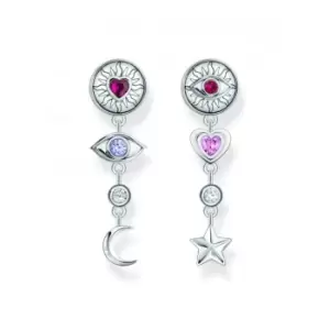 Image of Sterling Silver 3D Symbols Colourful Stones Earrings H2277-640-7