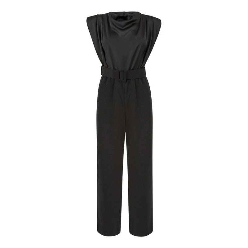 Image of Mela London Mela London Black Cowl Neck Stretch Jumpsuit Black 8