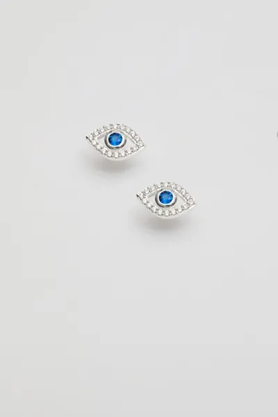 Image of Sterling Silver 925 Evil Eye Stud Earrings