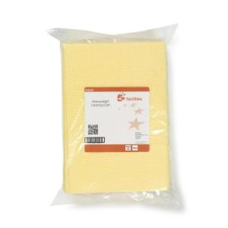 Image of 5 Star facilities 5 Star Facilities Heavy Duty Cleaning Cloths Anti-microbial 76gsm 500x300mm Yellow (Pack of 25) 939339