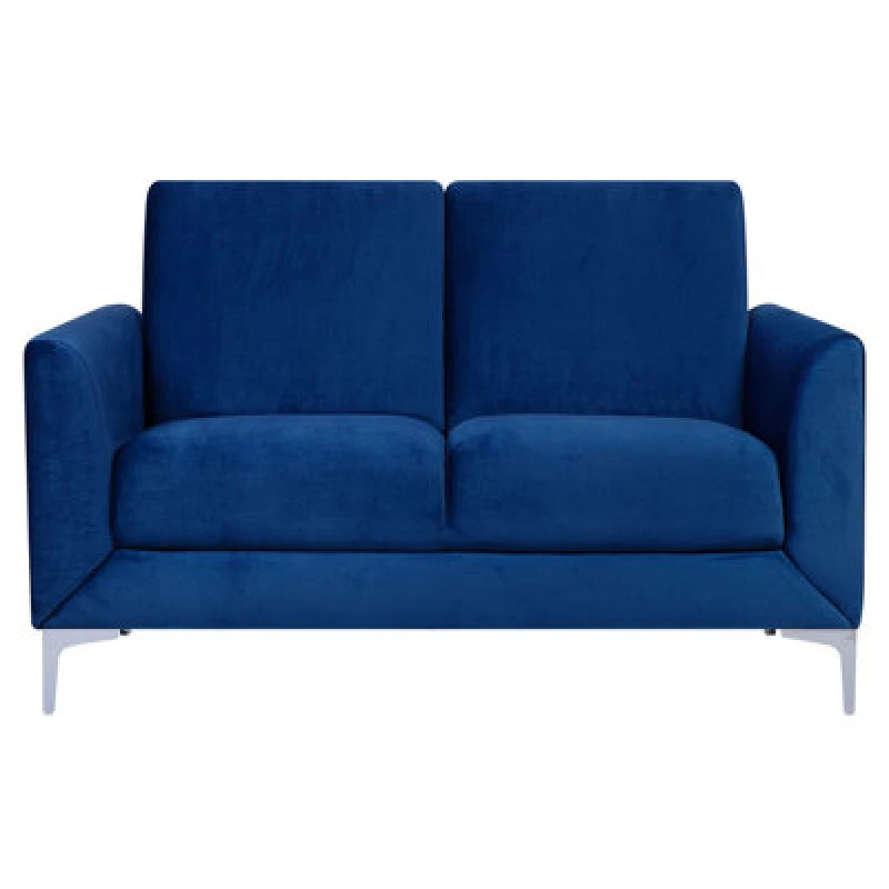 Image of Beliani Sofa 2 Seater Fenes Velvet Navy Blue