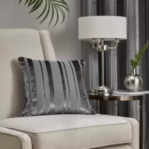 Image of Appletree Boutique Conrad Stripe Woven Jacquard Piped Edge Filled Cushion, Slate, 43 x 43 Cm