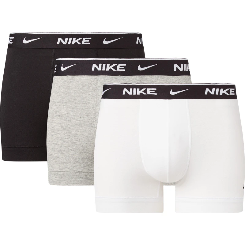 Image of Nike 3 Pack Everyday Cotton Trunks Mens Blk/Gry/Wht male X Small