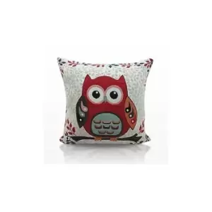 Image of Alan Symonds - Owls Red Cushion Cover Tapestry Cushion Cover 18 - Red