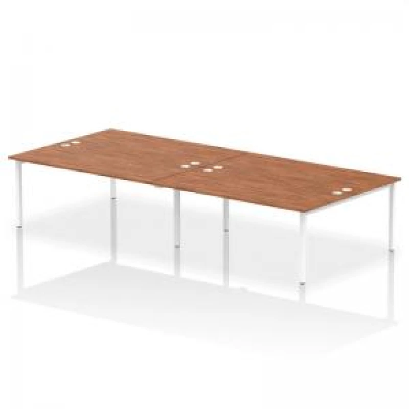Image of Impulse Impulse Bench B2B 4 Person 1800 White Frame Office Bench Desk Walnut IMB4P18WNTW