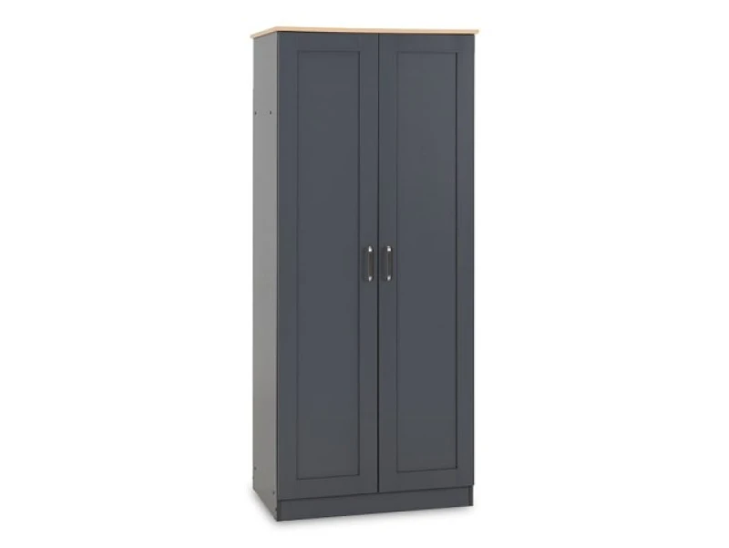 Image of Seconique Portland Grey and Oak 2 Door Double Wardrobe
