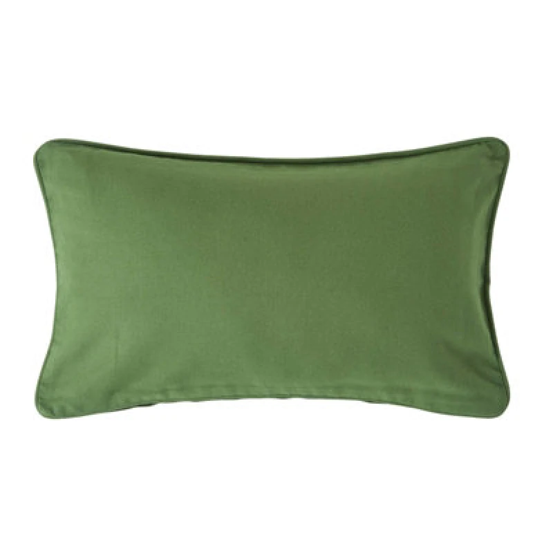 Image of Homescapes Cotton Plain Olive Green Rectangular Cushion Cover, 30 X 50 Cm