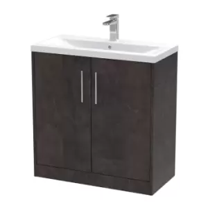 Image of Hudson Reed Juno 800mm Floor Standing 2 Door Vanity & Mid-Edge Basin - Metallic Slate