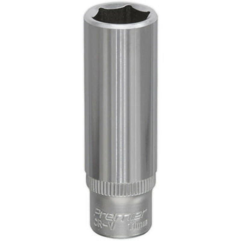 Image of Loops 11mm Forged Steel Deep Drive Socket 1/4" Square Drive Chrome Vanadium Socket Metallics
