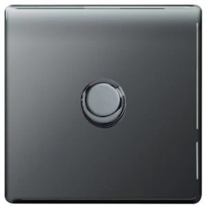 Image of Wickes Dimmer Switch 1 Gang 2 Way 400W Black Nickel Screwless Flat Plate