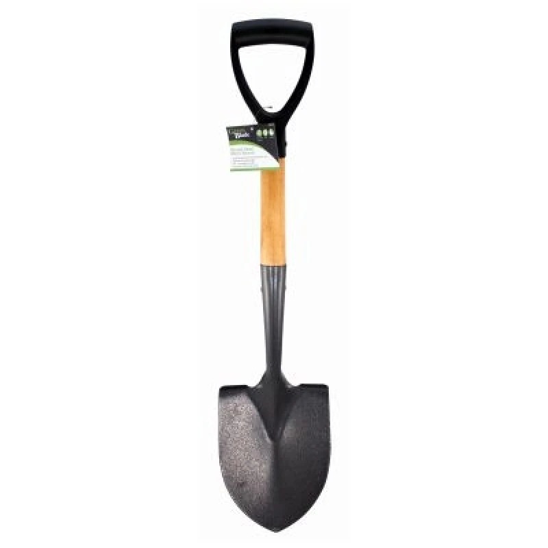 Image of Green Blade Round Head Micro Shovel With Wooden Handle 53310AWUK