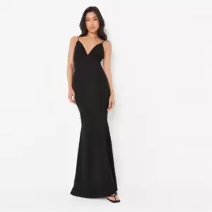 Image of Missguided Pleated Bust Fishtail Maxi Dress Crepe - Black