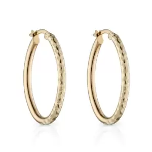 Image of JG Signature 9ct Gold Double Texture Hoop Earrings