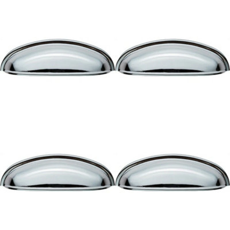 Image of Loops 4x Shaker Cup Pull Handle 124 x 35mm 96mm Fixing Centres Polished Chrome Multi unisex