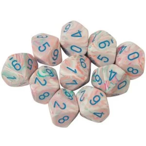 Image of Chessex d10 Dice Set: Festive Pop-Art/Blue (10)