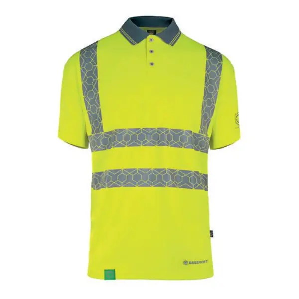 Image of Beeswift Envirowear Beeswift Envirowear High Visibility Short Sleeve Polo Shirt Saturn Yellow 3XL EWCPKSSSY3XL