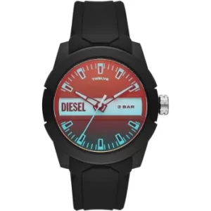 Image of Mens Diesel Double Up Three-Hand Black Silicone Watch