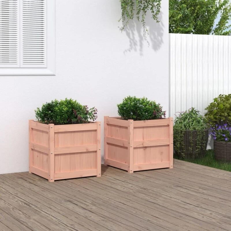 Image of vidaXL Garden Planters 2 pcs Solid Wood, Brown 837421