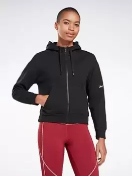 Image of Reebok Dreamblend Cotton Zip Up Hoodie, Black, Size L, Women