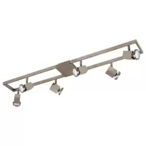 Image of Flush 6 Spot Track Ceiling Light Colour Satin Nickel Shade Bulb GU10 6x5W