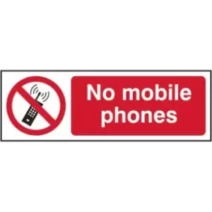 Image of No Mobile Phones Sign - RPVC (300 x 100mm)
