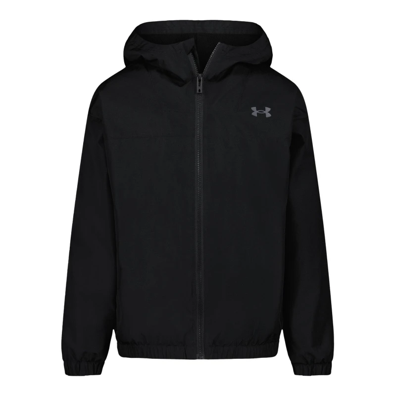Image of Under Armour Kids Windbreaker Water-Repellent Windproof Hooded Long Sleeve Rain Anorak Black male 6-7 (S)