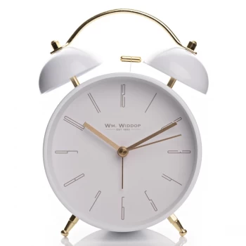 Image of Wm. Widdop Double Bell Alarm Clock Arabic Dial - White