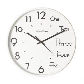 Image of HOMETIME White Wall Clock with 3D Mixed Dial - 30cm